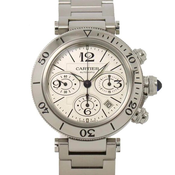 Cartier Pasha Seatimer Chronograph W31089M7 Automatic Silver Dial 90270595 - Picture 1 of 7